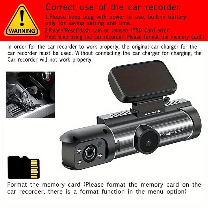 1080P Dual Camera Dash Cam For Cars With IR Night Vision - FOFOPO