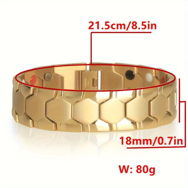 4-in-1 Boho Style Alloy Mens Titanium Steel Magnetic Look Bracelet - FOFOPO