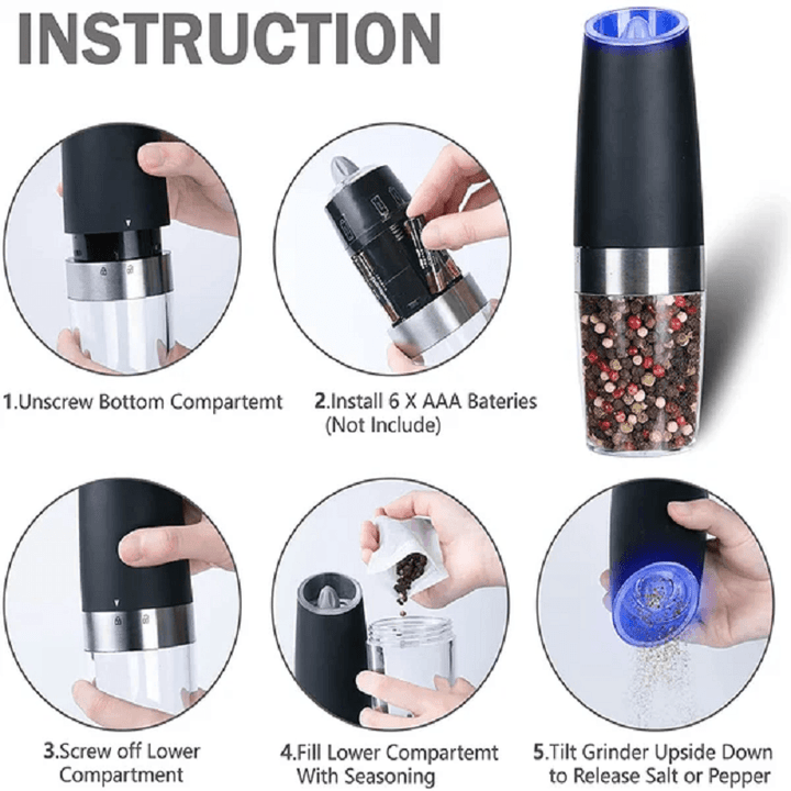 Automatic Electric Gravity Induction Salt and Pepper Grinder - FOFOPO