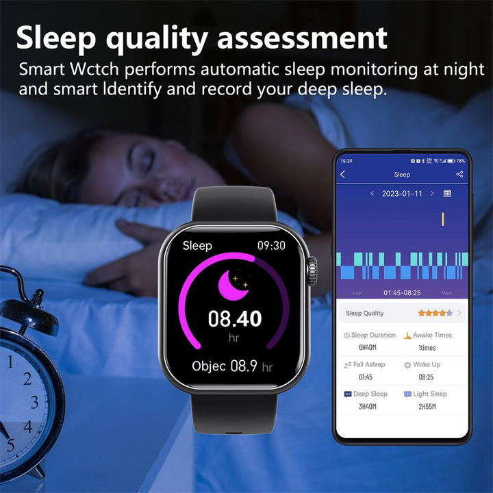 Blood Sugar Blood Pressure Heart Rate Blood oxygen Sleep Monitoring Waterproof Smartwatch - FOFOPO