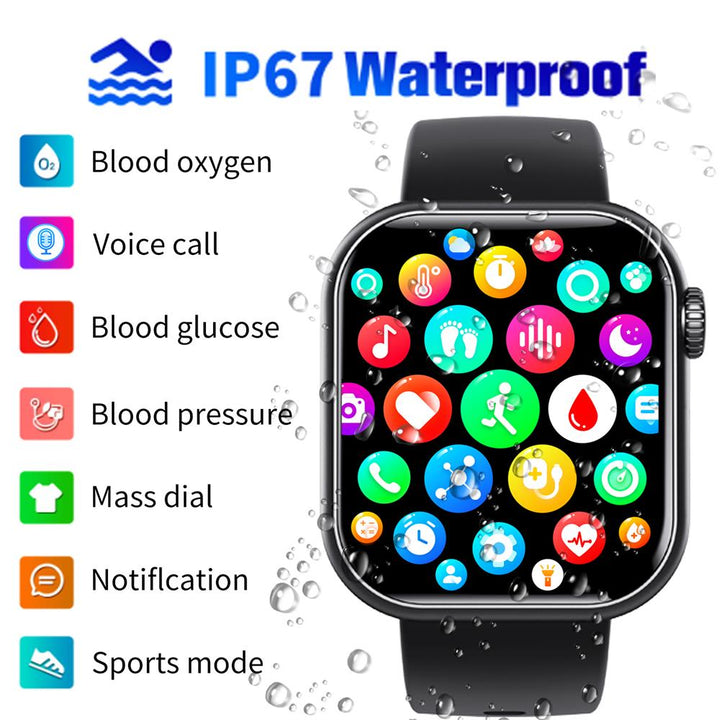 Blood Sugar Blood Pressure Heart Rate Blood oxygen Sleep Monitoring Waterproof Smartwatch - FOFOPO