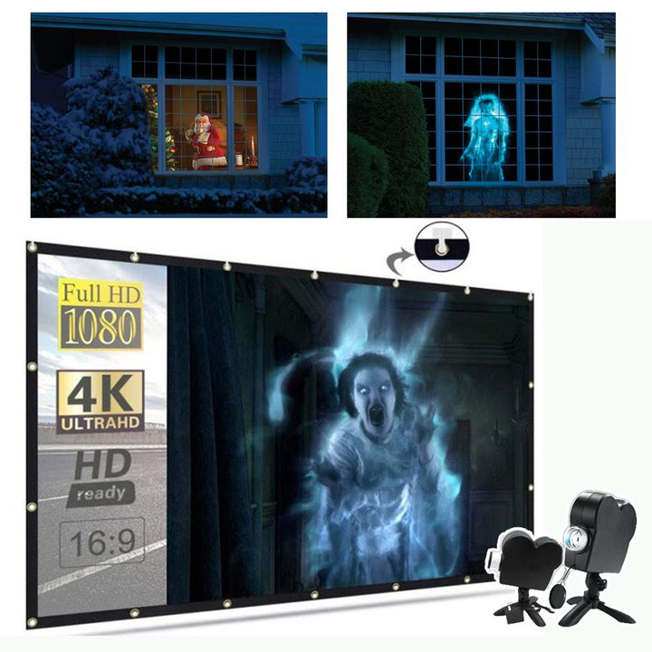 Halloween Christmas Holographic Window Projection. Window Wonderland Projector - FOFOPO