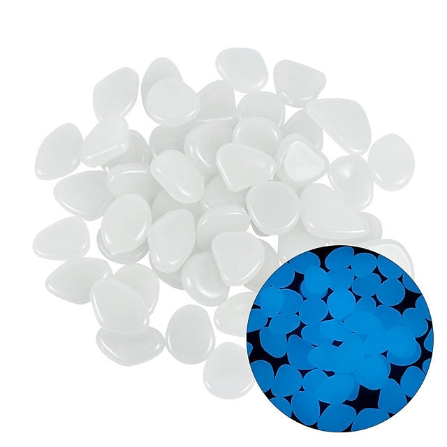 100Pcs Garden Decor Luminous Stones Glow In Dark Decorative Pebbles Pebble Rocks Outdoor Fish Tank Aquarium Decorations - FOFOPO