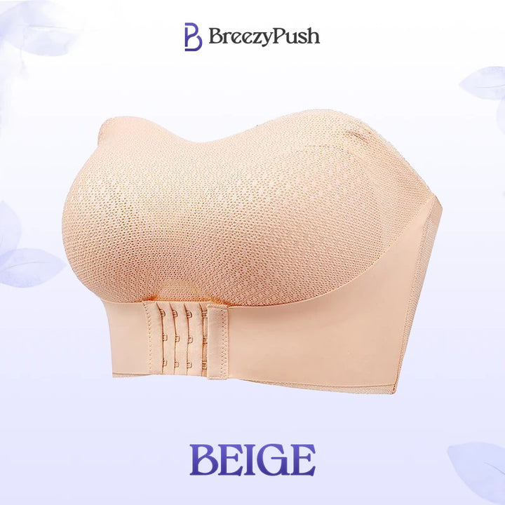 BreezyPush – Breathable Non-Slip Strapless Front Buckle Push-Up Bra - FOFOPO