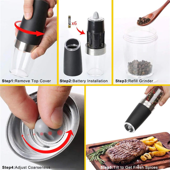 Automatic Electric Gravity Induction Salt and Pepper Grinder - FOFOPO