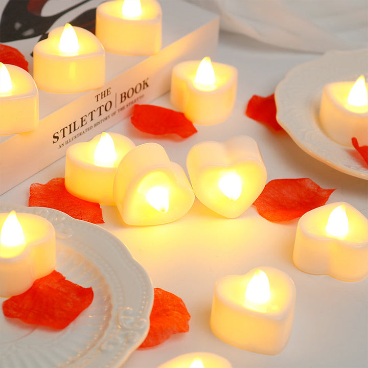 24pcs Romantic LED Heart-shaped Electronic Flameless Candle Lights - FOFOPO