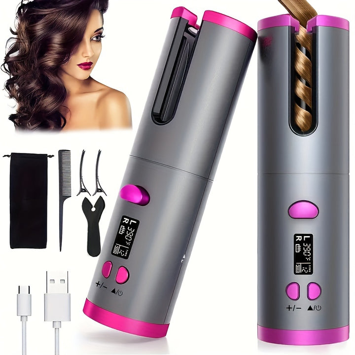 Cordless Automatic Curling Iron Quick Heating 5-Level Temperature Control - FOFOPO