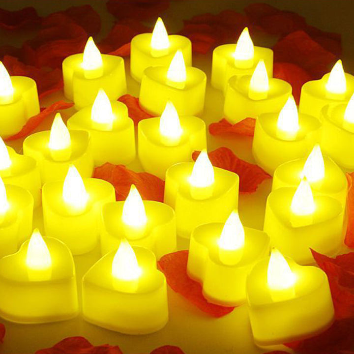 24pcs Romantic LED Heart-shaped Electronic Flameless Candle Lights - FOFOPO