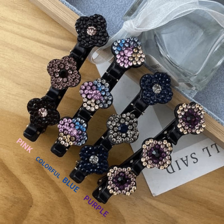 Sparkling Crystal Stone Braided Hair Clips - FOFOPO