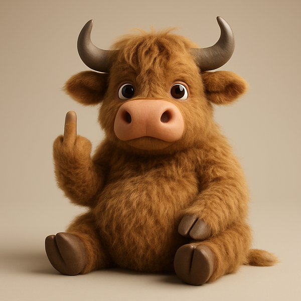 Cute middle finger plush cow