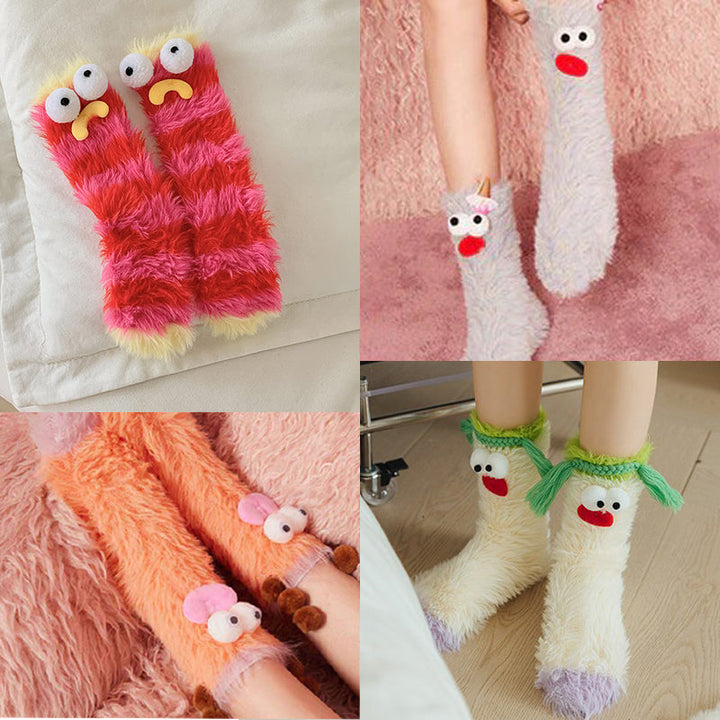 Coral Velvet Three-dimensional Quirky Socks, Cute Cartoon Wacky Novelty Socks - FOFOPO