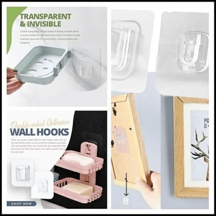 Transparent Double-sided Adhesive Wall Hooks - FOFOPO