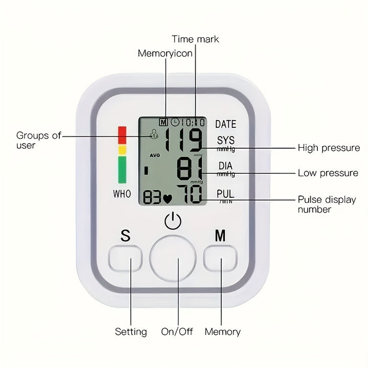 Broadcast Automatic Upper Arm BP Machine With Cuff With Voice- Digital BP Monitor - FOFOPO