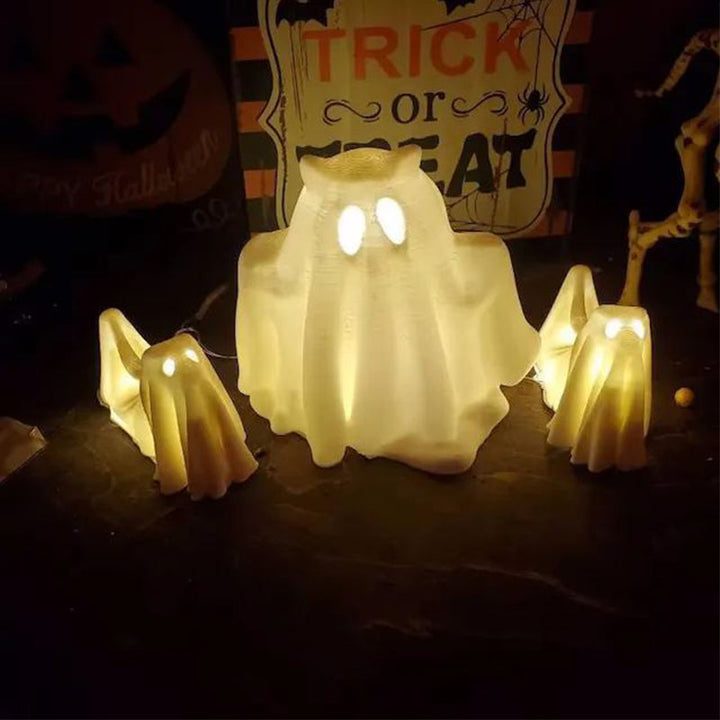 Cute Halloween Horned Ghost with - FOFOPO