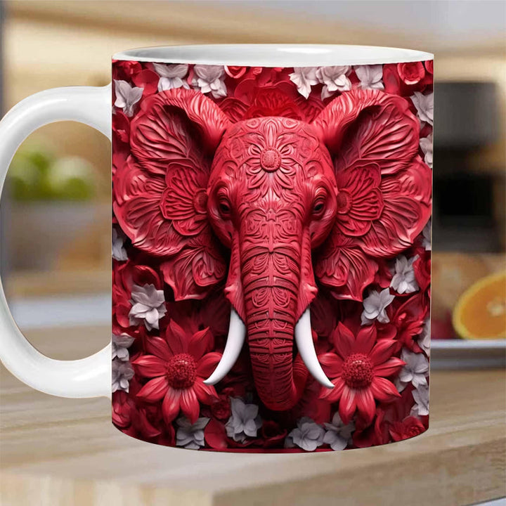 3D Elephant Flowers Mug - FOFOPO