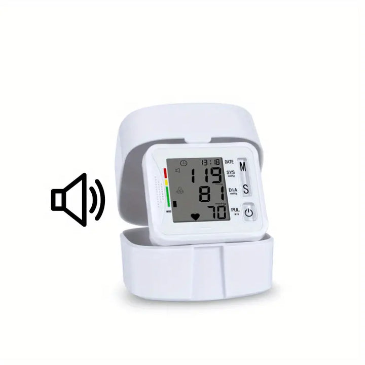 Compact Digital Wrist Blood Pressure Monitor - One-Touch, Irregular Heartbeat Indicator, Battery-Free Operation - FOFOPO