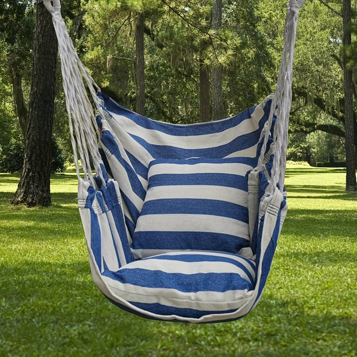 Outdoor Hammock Chair-Canvas Leisure Swing Hanging Chair With Pillow And Cushion - FOFOPO