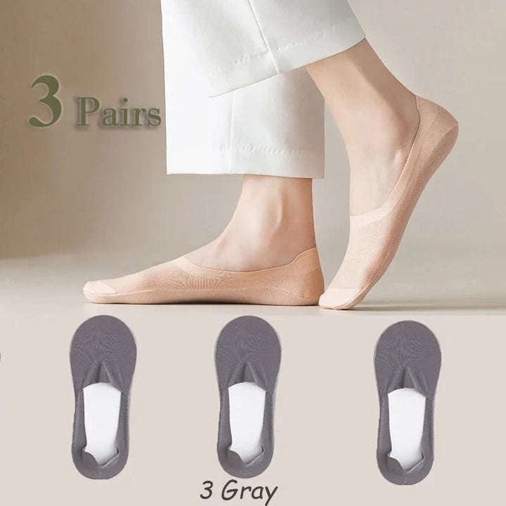 3PCs-Thin No Show Socks - FOFOPO