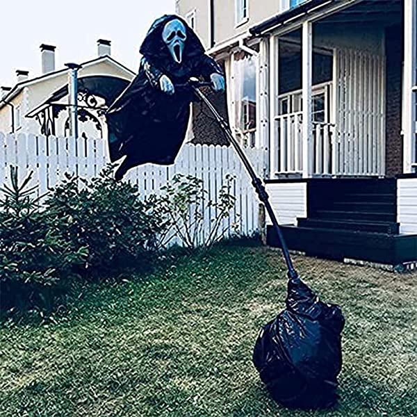 Ghostface Scream Scarecrow. Screaming Scarecrow Wind. Halloween Scary Grim Reaper Garden Decoration Outdoor Halloween Scream Ghost Decor Halloween Horrifying Decor - FOFOPO