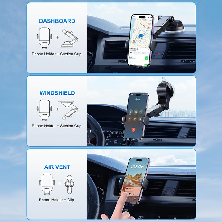 Ultra-Fast 15W RapidWireless Car Charger - Smart Auto Clamping Phone Mount - FOFOPO