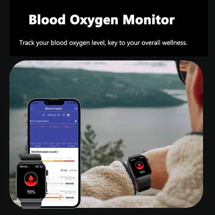 E500 Smartwatch: Blood Glucose & ECG Heart Monitoring, IP68 Waterproof - FOFOPO