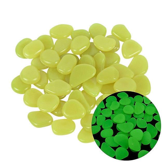 100Pcs Garden Decor Luminous Stones Glow In Dark Decorative Pebbles Pebble Rocks Outdoor Fish Tank Aquarium Decorations - FOFOPO