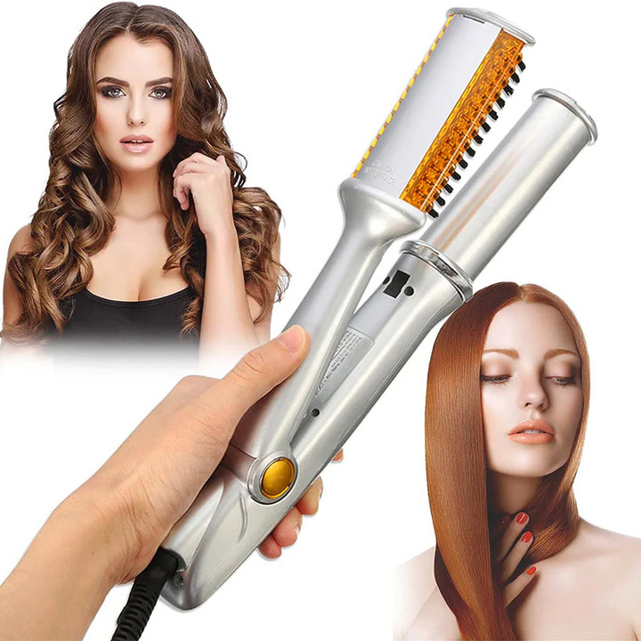 Professional 2 in 1 Rotating Iron Hair Brush - FOFOPO