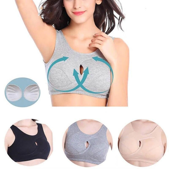 Pure Cotton Instantly Lifts Anti Sagging Wirefree Bra - FOFOPO