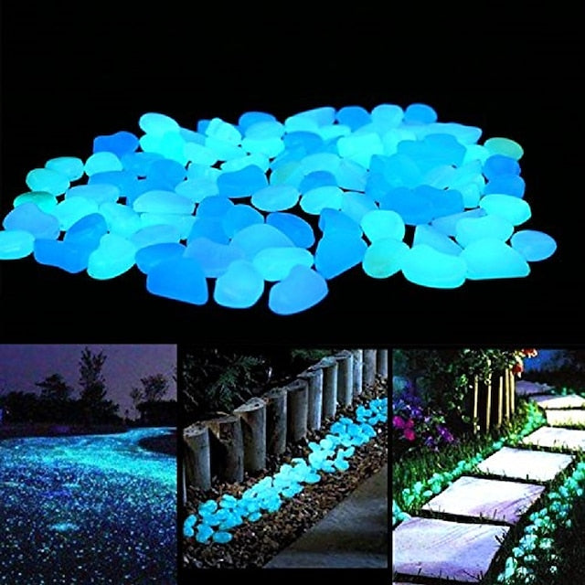 100Pcs Garden Decor Luminous Stones Glow In Dark Decorative Pebbles Pebble Rocks Outdoor Fish Tank Aquarium Decorations - FOFOPO