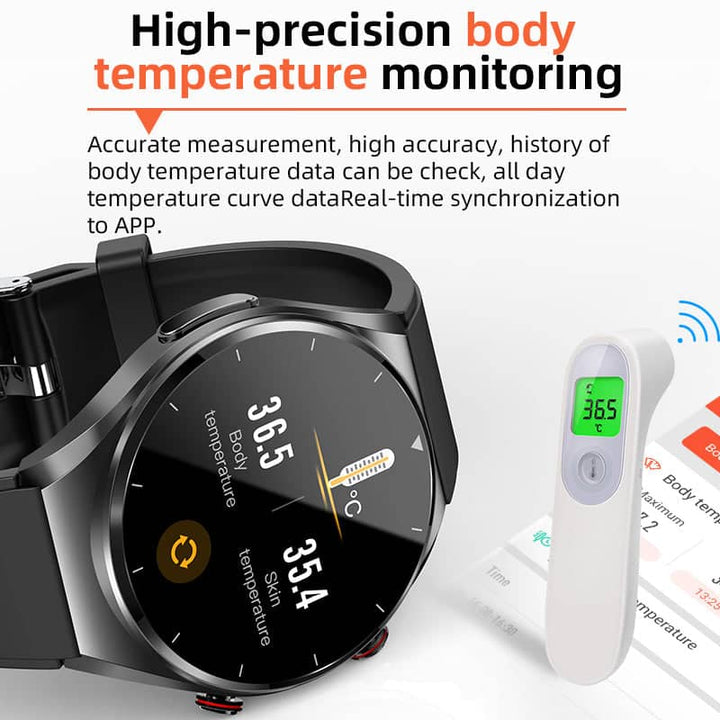 One-click Blood Glucose Blood Pressure ECG HRV Heart Measurement Suga Pro Health Smart Watch - FOFOPO