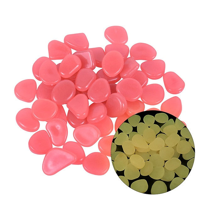 100Pcs Garden Decor Luminous Stones Glow In Dark Decorative Pebbles Pebble Rocks Outdoor Fish Tank Aquarium Decorations - FOFOPO