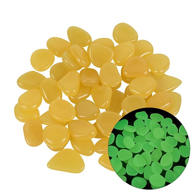 100Pcs Garden Decor Luminous Stones Glow In Dark Decorative Pebbles Pebble Rocks Outdoor Fish Tank Aquarium Decorations - FOFOPO