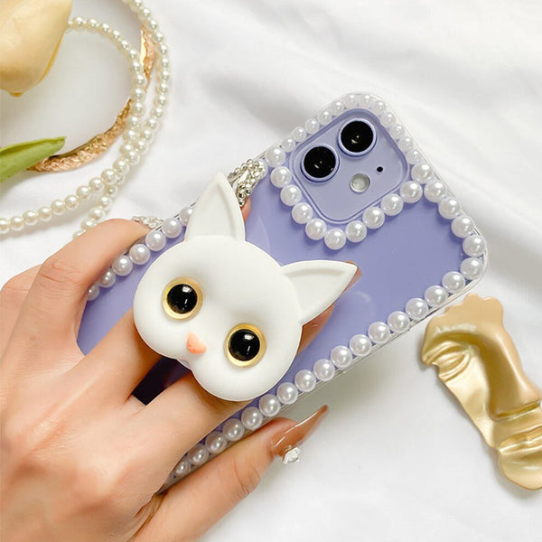 3D Cute Kitten Phone Holder with mini Mirror - FOFOPO