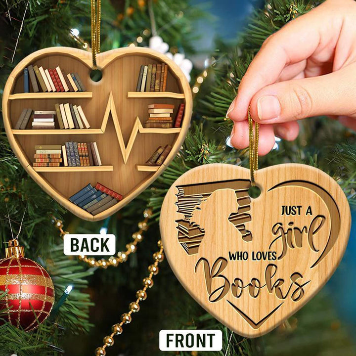 Book Lovers Heart Ornament - FOFOPO