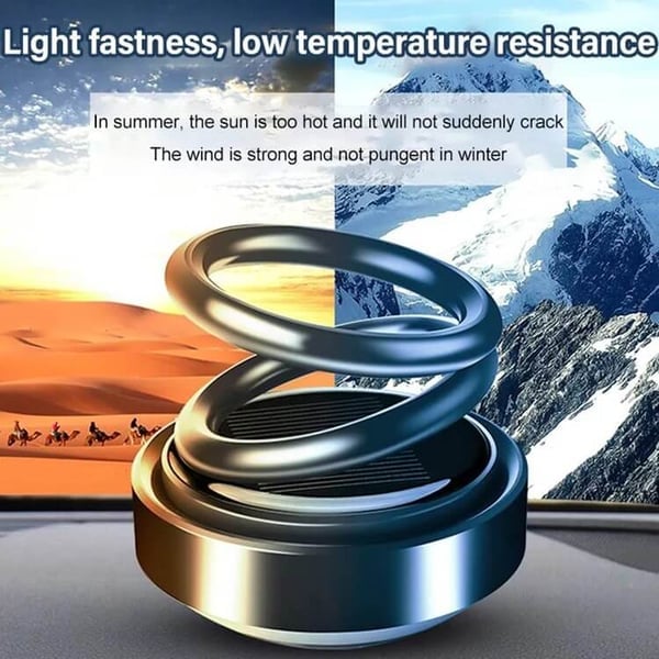 Solar Rotating Double Ring Suspension Car Aromatherapy Ornament💖 - FOFOPO