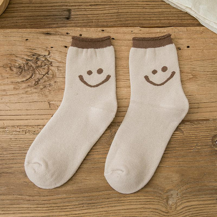 （Five pairs!）Lovely Smile Face Cotton Socks - FOFOPO