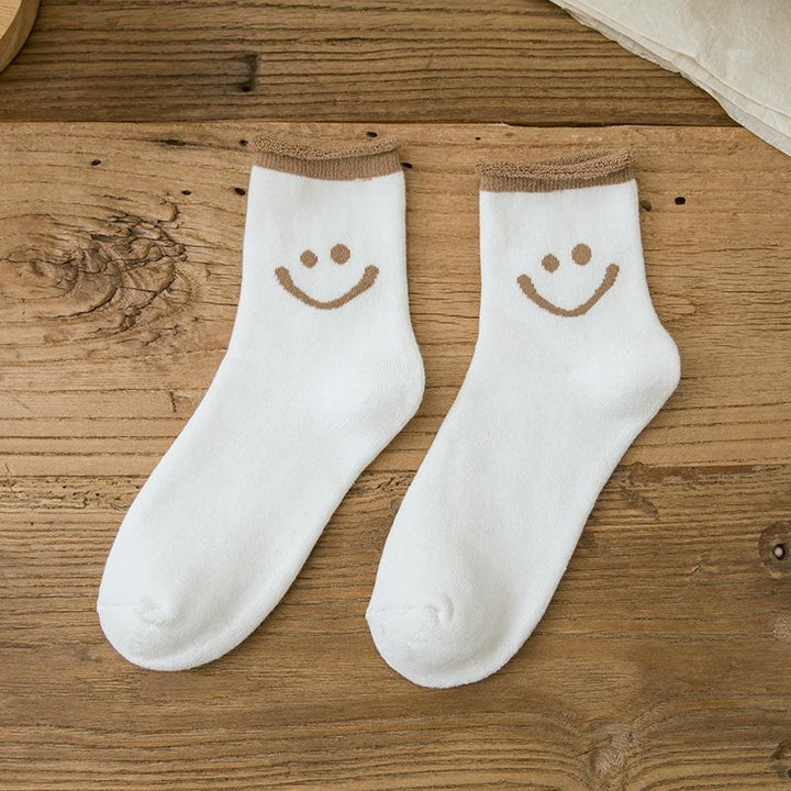 （Five pairs!）Lovely Smile Face Cotton Socks - FOFOPO