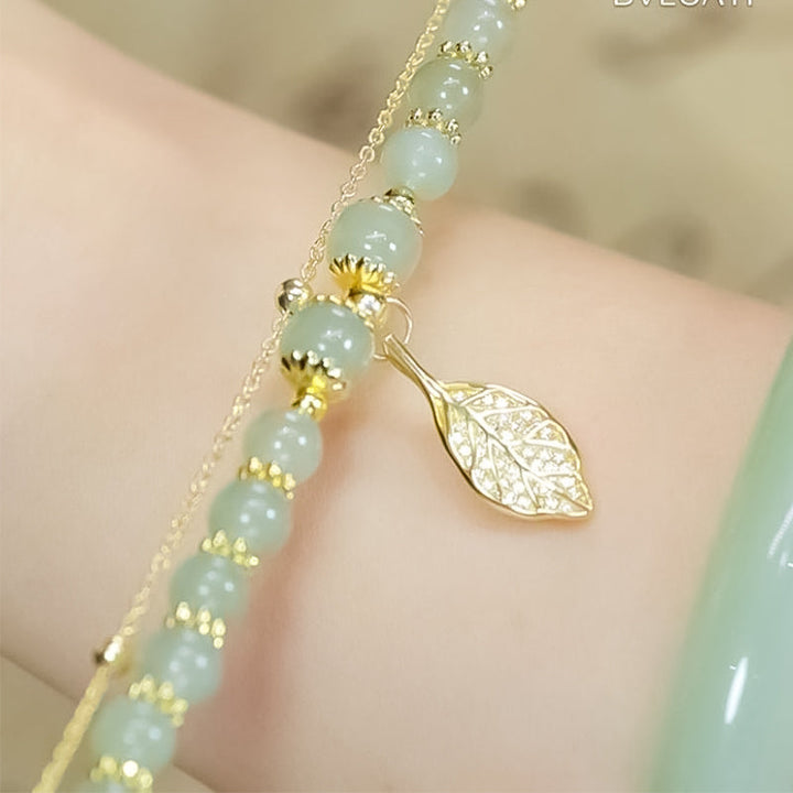 Hetian Jade Gold Leaf Bracelet - FOFOPO