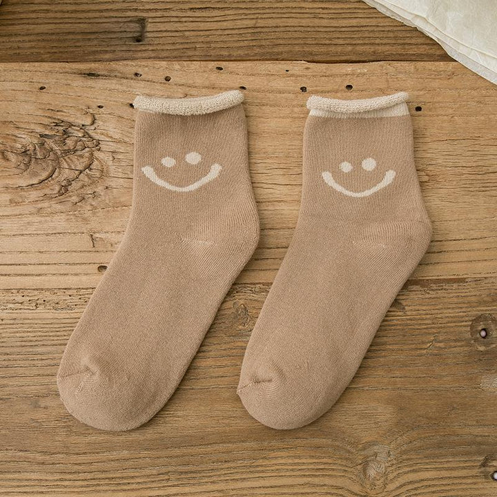 （Five pairs!）Lovely Smile Face Cotton Socks - FOFOPO