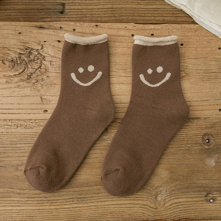 （Five pairs!）Lovely Smile Face Cotton Socks - FOFOPO