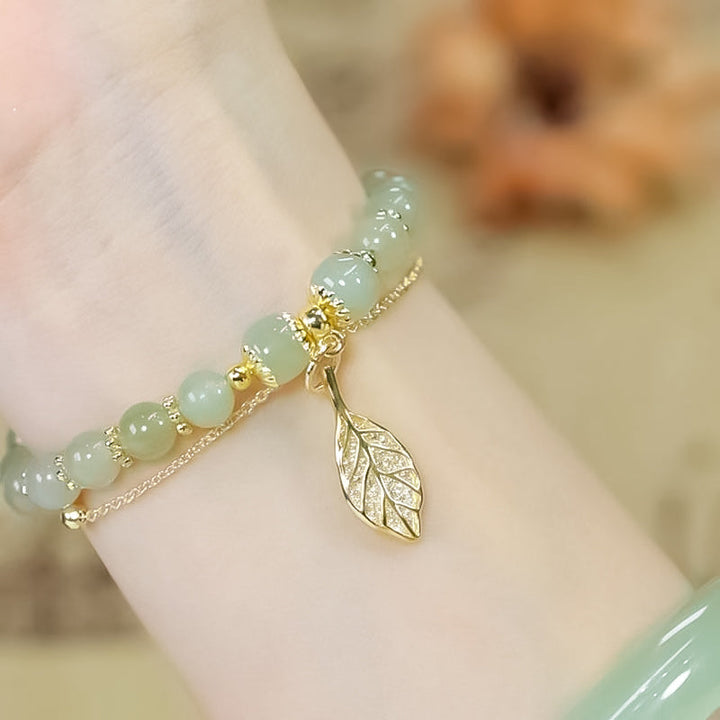 Hetian Jade Gold Leaf Bracelet - FOFOPO