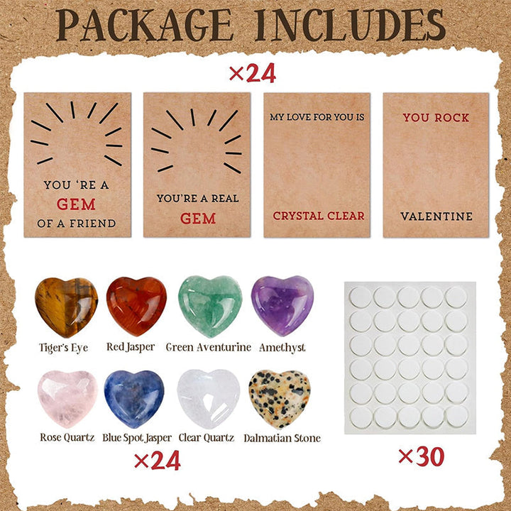 24 Pack Valentines Cards with Heart-Shape Crystals - FOFOPO