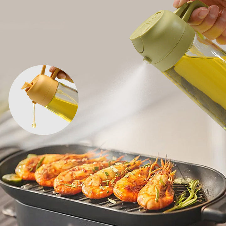 Oil Sprayer for Cooking, 2 in 1 Olive Oil Dispenser Bottle for Kitchen - FOFOPO