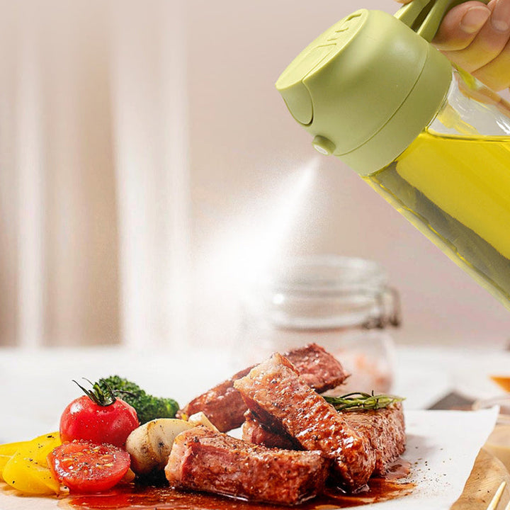 Oil Sprayer for Cooking, 2 in 1 Olive Oil Dispenser Bottle for Kitchen - FOFOPO