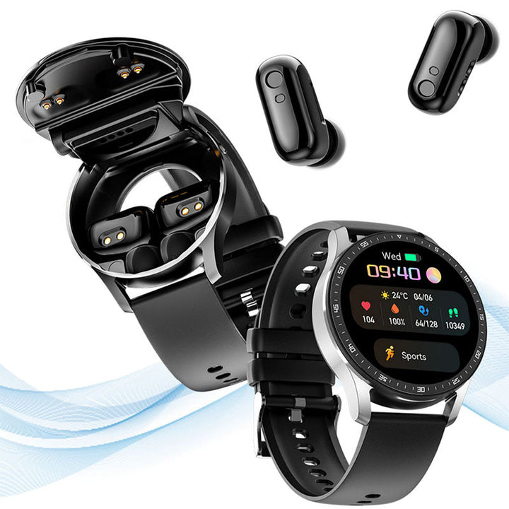 Waterproof Smart Sports Watch with Integrated Earphone - Versatile Fitness Companion for Android & IOS Users, Ideal for Active Lifestyles - FOFOPO