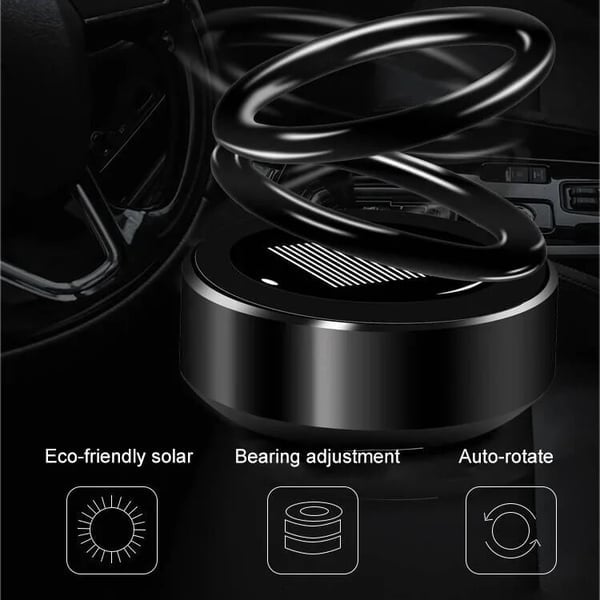 Solar Rotating Double Ring Suspension Car Aromatherapy Ornament💖 - FOFOPO