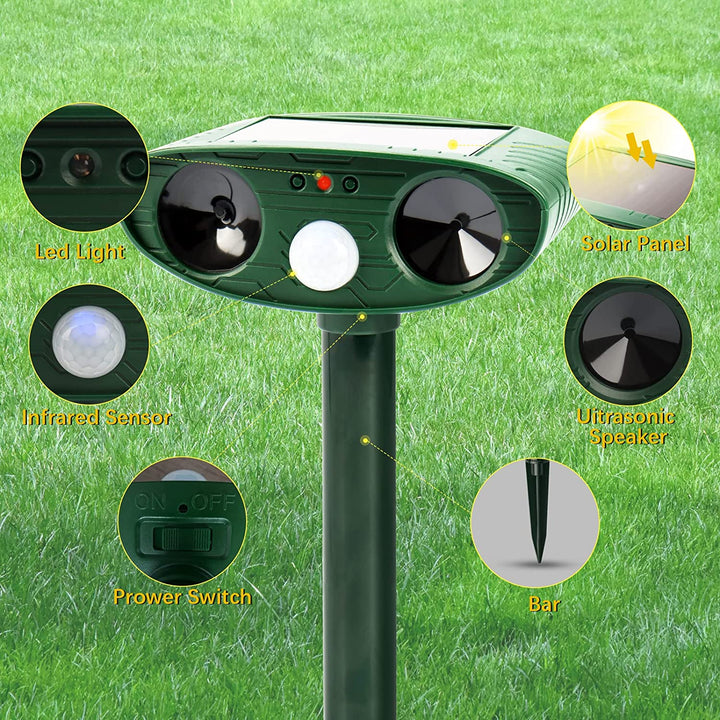 Ultrasonic Deer Repeller Solar Powered, Keep Deer out of Garden - FOFOPO