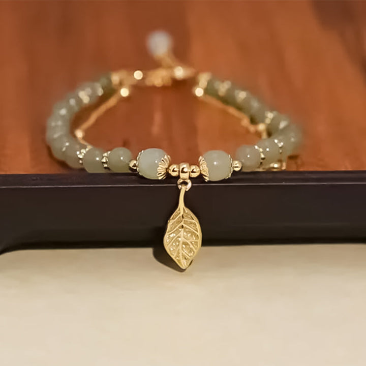 Hetian Jade Gold Leaf Bracelet - FOFOPO