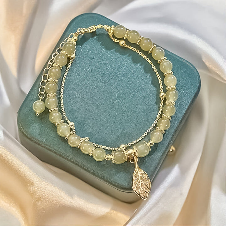 Hetian Jade Gold Leaf Bracelet - FOFOPO