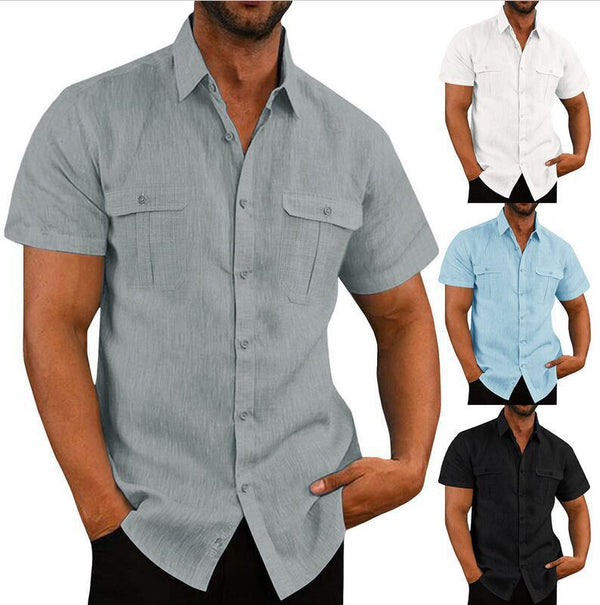 Stretch Short Sleeve Shirt with Pockets - FOFOPO